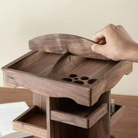 Wooden Rotating Cosmetic Organizer for Desk, 3-Layer Storage for Skincare and Perfume, Nordic Style