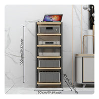 Audio Equipment Cabinet Heavy-duty Steel Frame Multi-tier Audio Equipment Rack Adjustable Shelves Home Theater Component Shelf Durable Wood Panel Suitable for Living Room Studio Entertainment Space