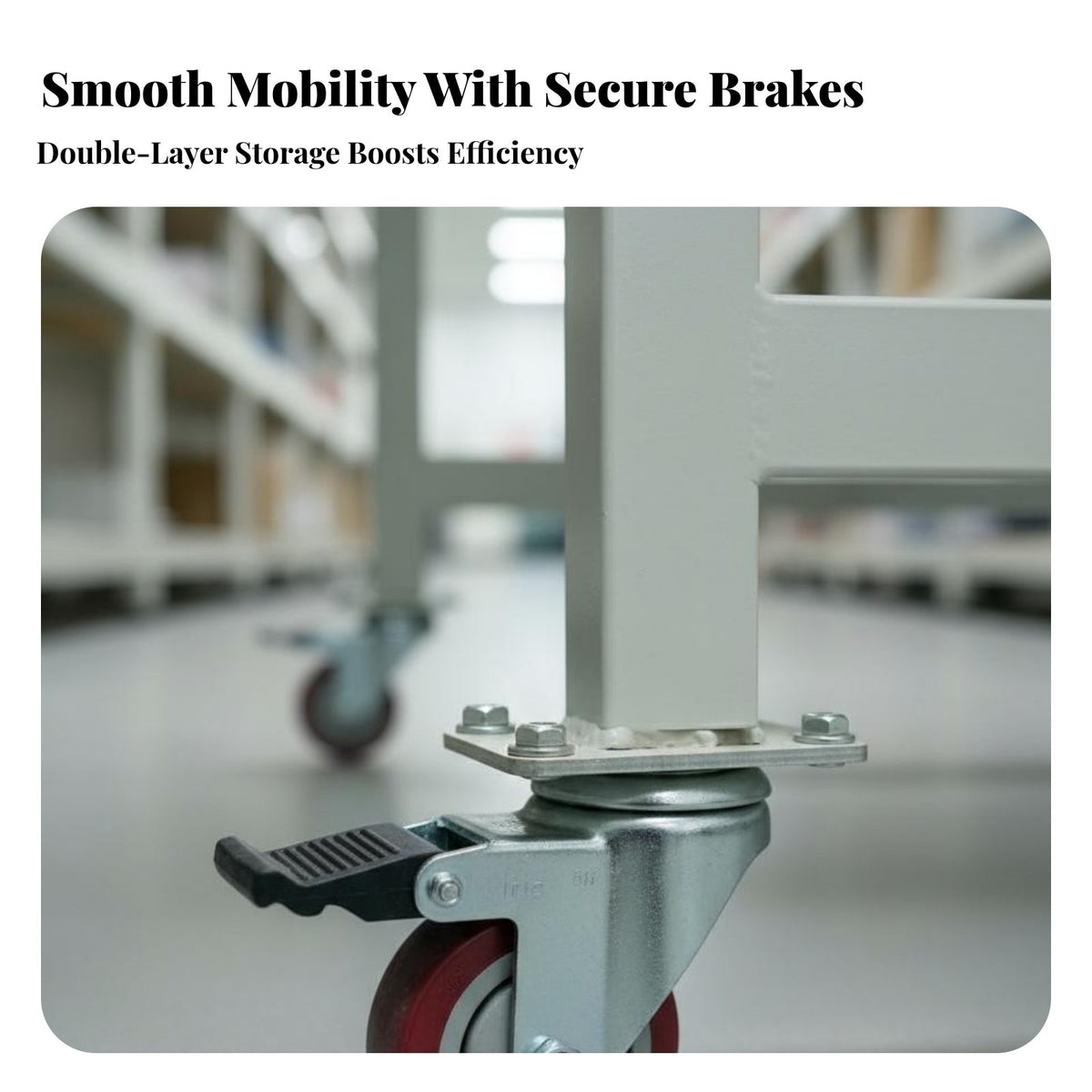 Locking Wheels Anti-Static Workbench Heavy Duty Mobile Work Table Strong Load-Bearing Capacity Rolling Workspace Trolley Long-Lasting Steel Frame for Factory Workers, Technicians, Mechanics, Workspace Oratory, Cleanroom, Warehouse, Repair Shop