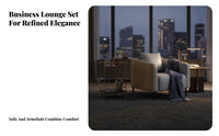 Modern design Sofa and Coffee Table Combination Professional Appearance Office Furniture Padded Armrests Reception Seating sturdy Frame for Business Owners, Corporate Buyers, Guests, Negotiation Area, Waiting Room, Lobby
