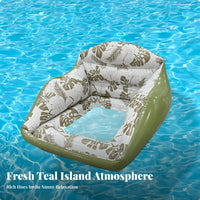 Pool Seat Inflatable Water Sofa Inflatable Pool Seat Chair Leaf Pattern Raised Armrests