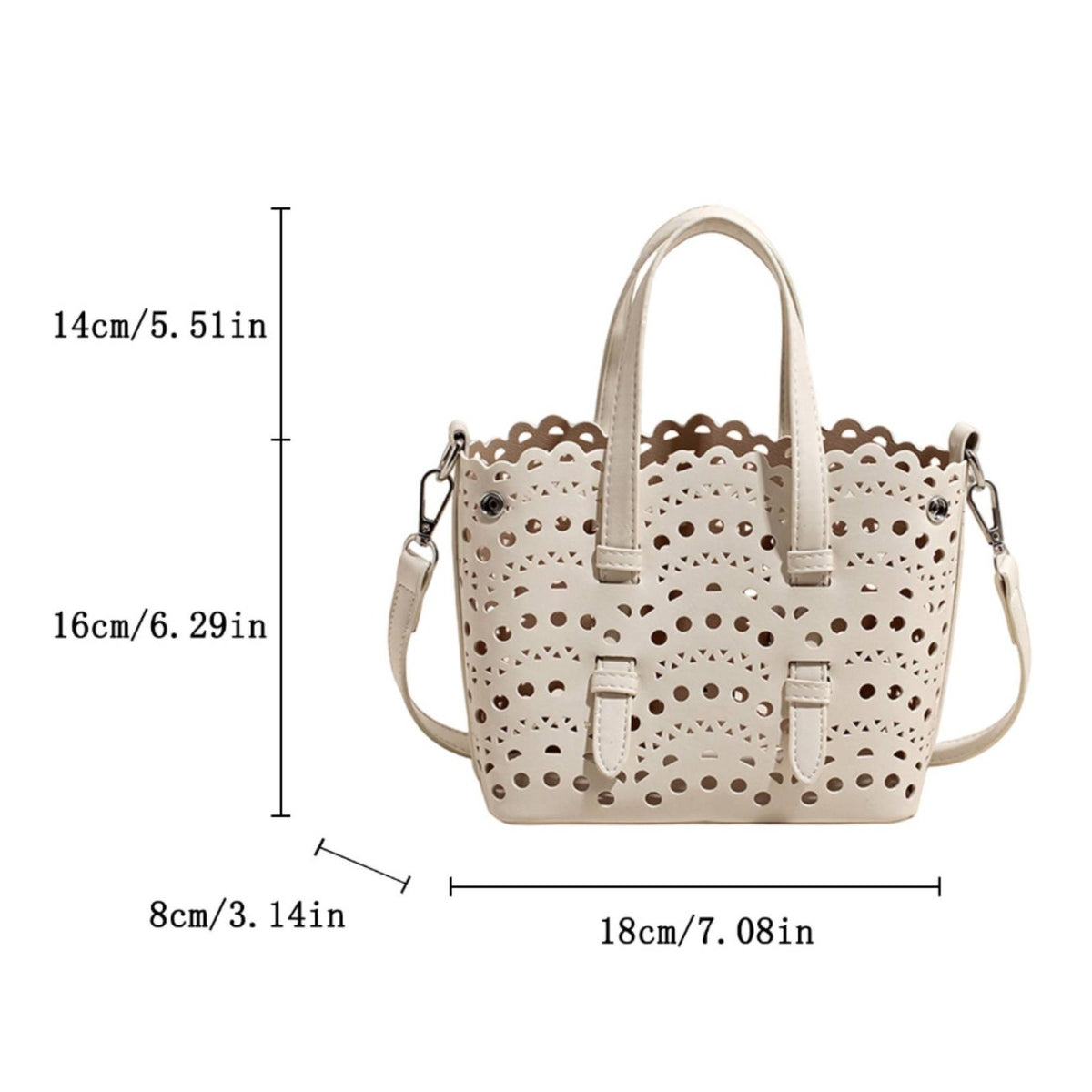 Crossbody Tote Bag Carved Pattern Handbag Structured Shape