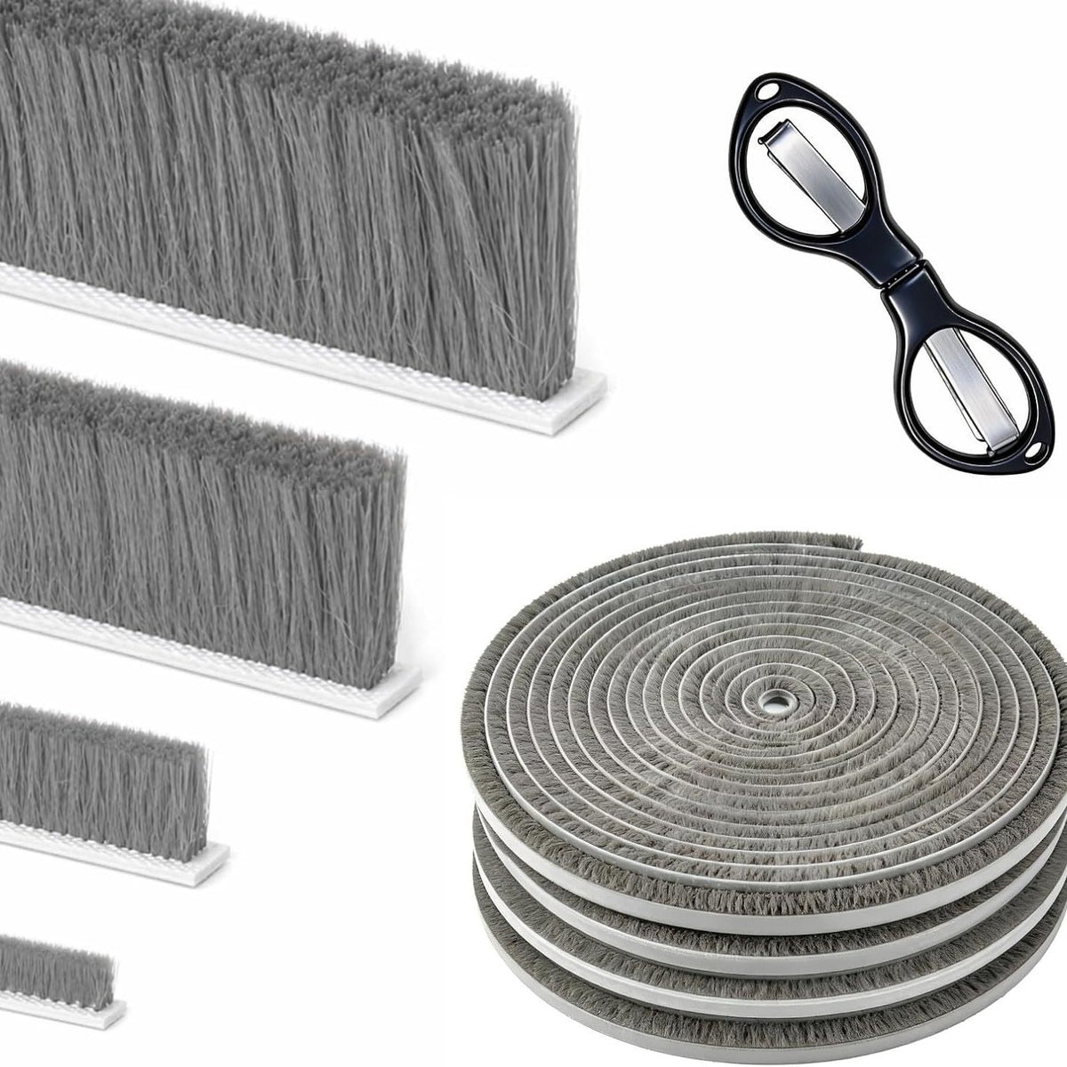 12m Self-Adhesive Brush Seal Strip, 9mm (W) x 5mm (T) Door Gap Seal Strip