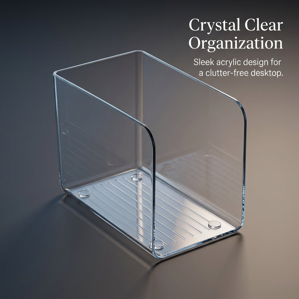 Clear Acrylic U-Shaped Desktop Organizer for Desk Storage, Lightweight Fixed Design Open Bookstand, Study Table and Student Use