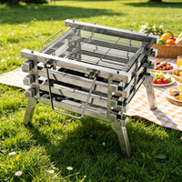 3 Pieces Stainless Steel Coal Grill Easy to Clean Outdoor Cooking Gear