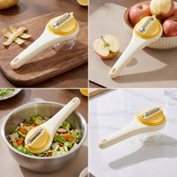 Stainless Steel Vegetable Peeler with Collection Cup Serrated Handheld Vegetable Peeler with Container Sharp Easy to Clean for Home Cooks, Kitchen, Meal Prep