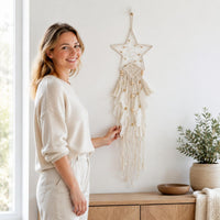 Moon Tassel Wall Decor Handmade Rope Wall Tapestry Boho Style