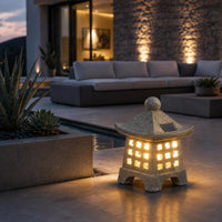 Solar Pagoda Lantern Waterproof Solar Garden Light Textured Resin-Like for Yard