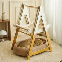 Double Layer Rocking Bed [Cat Bunk Bed], Lullaby Rocking Feature, Freestanding Cat Hammock and Swing, Padded Material for Sleeping and Playing