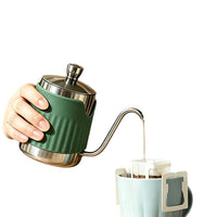 304 Stainless Steel Milk Frothing Pitcher with Heat-Resistant Silicone, Slanted Spout, for Latte Art