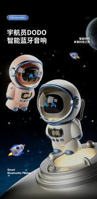 Astronaut Smart Bluetooth Speaker Alarm Clock with FM Radio, TF Card, and AI Intercom