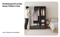 Covered Clothing Rack particleproof Cover Portable Closet Easy Assembly for Students
