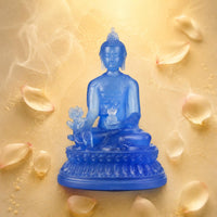 Therapeutic Buddha Statue Gold Foil Resin Buddha Sculpture Ornate Details