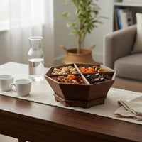 Nut and Fruit Tray Elegant Design Wooden Compartment Tray Multipurpose Household Storage for Living Room Table, Tea Time