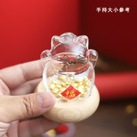 High Borosilicate Glass 3D Cat Shape Gold Bean Storage Jar Festive Gift