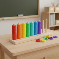 Multicolor Circular Stacker Stacking Toy Early Education Wooden Disc Stacker Quality Wood Stacking Toy for Preschoolers, Classroom
