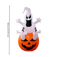 Spooky Inflatable Ghost with Pumpkin Cute Halloween Inflatable Ghost Funny Yard Decoration Indoor for Lawn