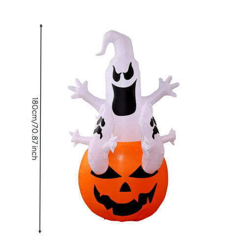Spooky Inflatable Ghost with Pumpkin Cute Halloween Inflatable Ghost Funny Yard Decoration Indoor for Lawn