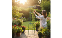 PE-Coated Umbrella Plant Trellis Antiruggine Traliccio a Ombrello Rustproof Garden Trellis with Support Rings Resistente Alle Intemperie for Gardeners, Potted Plants, Flower Beds, Balcony, Patio