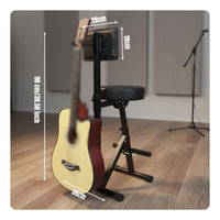 Folding Guitar Chair with Backrest Built-in Footrest Adjustable Guitar Player Seat Sturdy Construction Musical Instrument Accessory for Guitarists