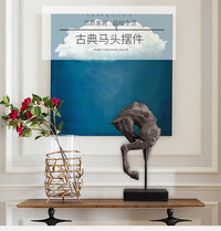 American Style Antique General Horse Head Resin Ornament for Home Decor