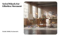 1 Piece Wooden Art Cart Utility Cart Painting Workstation Locking Casters Solid Wood Construction Spacious Storage Suitable for Artists Painters Classroom Workshop Home Studio Gallery