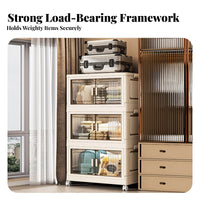 Foldable Storage Box with Front Door two-way Opening for Students, Homeowners