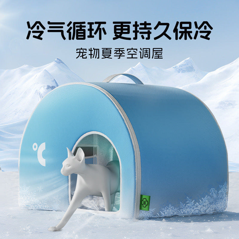 Cooling Pet House for Cats and Dogs with Ice Packs
