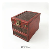 Vintage Wood Jewelry Box Embossed Floral Storage Item Scroll Pattern