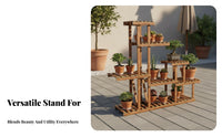 Sturdy & Stable Multi-Tier Plant Stand Space-Saving Multi-Tier Wooden Plant Stand Solid Wood Wooden Flower Pot Rack Easy Assembly for Gardeners, Outdoor, Patio, Balcony, Living Room