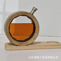 木制酒桶家用酒吧葡萄酒桶摆件创意透明红酒白酒储藏木桶实木酒瓶