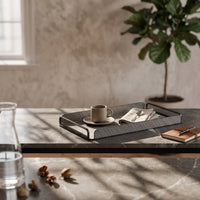 Serving Tray with Handles Woven Tray with Handles Gray for Coffee Table