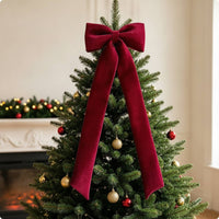 Christmas Bow Ornament Burgundy Seasonal Bow Large Bowknot for Holiday Decor, Window Display