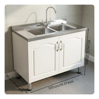 Kitchen Storage Unit Standing Kitchen Cupboard Stainless Metal Surface Modular Design Easy to Clean Cabinet with Drawers and Shelved Compartments Suitable for Families Utility Room Homeowners Home Decoration