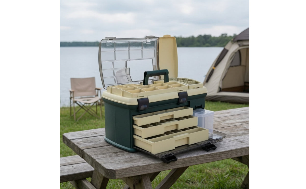 Fishing Tackle Box with Drawers Multi-Compartment Fishing Tackle Box Heavy-Duty Gear Case for Anglers, Fishermen