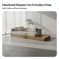3-Seater Couch and Table Combination Modern Asian Theme Living Room Set Solid Wood Frame Sofa Suite for Homeowners, Families, Lounge, Apartment, Home