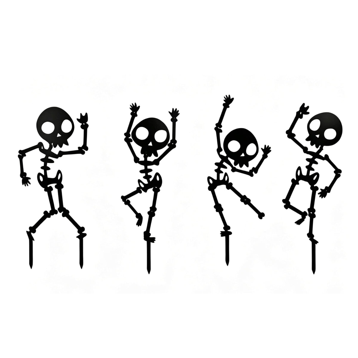 4 Pieces Dancing Skeleton Garden Stakes Black Skeleton Silhouettes with Stakes