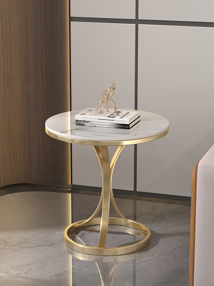 Light Luxury Marble Side Table Round Metal Coffee Table
