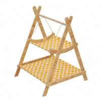 Wooden Stand Cat Hammock Swing Woven Textile Double Cat Hammock Bed Rope Hung Furniture for Indoors