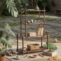 Wooden Shelf with Four Tiers Stable Multi-Tier Shelf Narrow for Flower Shop