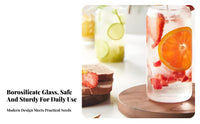 Great Gift Glass Cup with Lid and Straw Reusable Can Shaped Glass High Temperature Resistant for Party Hosts, Adults, Home, Kitchen, Parties