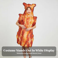 Meat Strip Outfit Realistic Print Funny Food Costume Single-Piece Design Food Themed Bodysuit for Families, Adults, Parties, Stage Performances