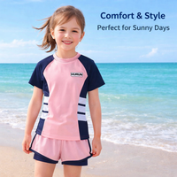 [KEYWORD HEADER] Swimsuit for Girls, 2 Piece Swim Shorts Set for Water Sports & Park Fun, Quick Dry Polyester Swimwear with Sun Protection