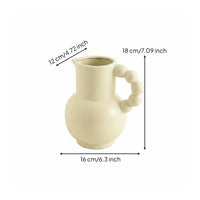 White Ceramic Pitcher Vase Wabi-Sabi Aesthetic Decorative Flower Vase Minimalist