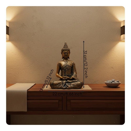 Resin Buddha Figurine Feng Shui Buddha Statue Positive Energy for Entryway
