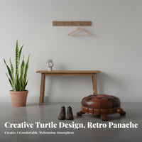 Tortoise-Shaped Ottoman Multi-Functional Upholstered Footrest Padded Seat Carved Base for Adults, Awayice Workers, Entryway