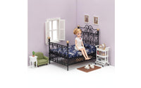 Dollhouse Bed with Mattress 1/12 Scale Miniature Metal Bed Wrought-Iron Style