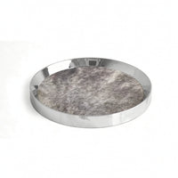 Round Tray with Insert Mirrored Stainless Steel Tray Silver for Vanity, Entryway