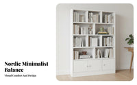 Wooden Bookcase with Cabinets Dust-Resistant Design Floor Standing Bookshelf Multifunctional Standing Bookshelf for Book Lovers, Students, Living Room