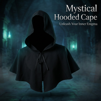 Carnival Hooded Cloak for, Gothic Fancy Dress Costume, Medieval Cosplay Cape wit #variant:Black
